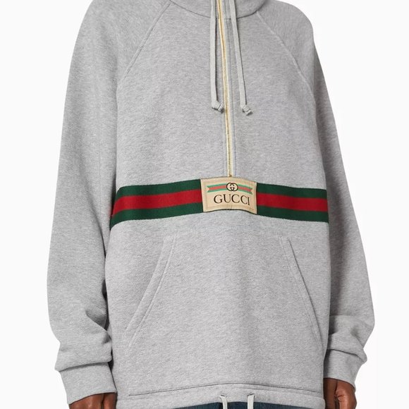 Gucci Gray Sweatshirt with Gucci Logo and Web NEW WITH TAGS - Picture 2 of 5